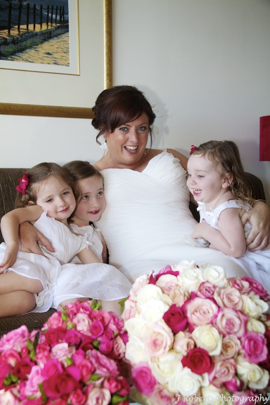 Bride with her flower girls - wedding photography sydney